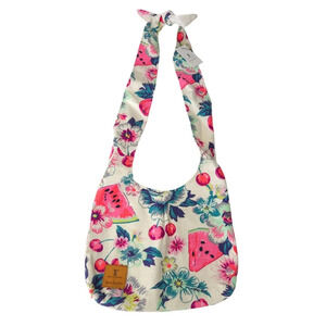 NWT Vera Bradley Watermelon & Cherry White & Pink Canvas Hobo Crossbody Handbag